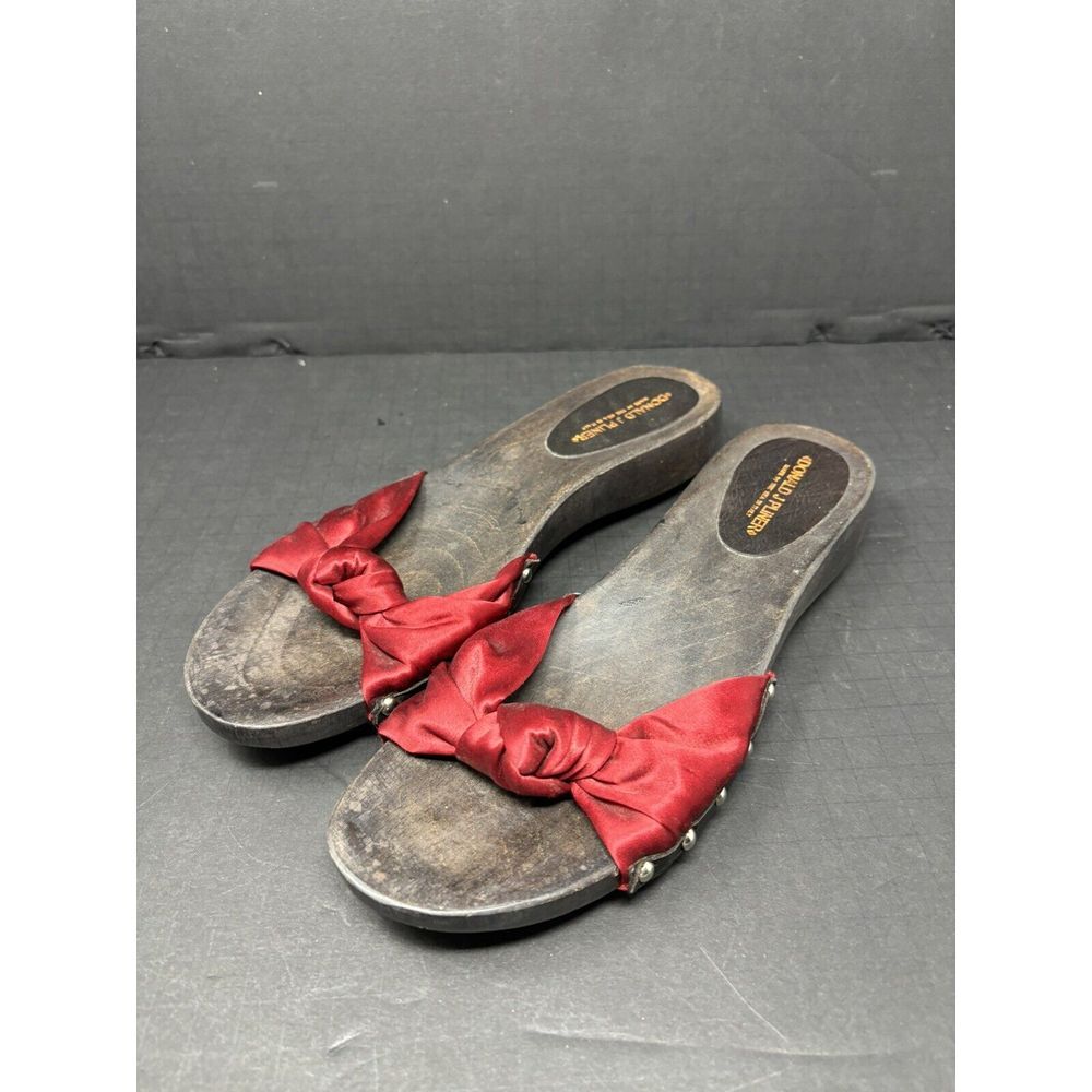 Donald J. Pliner Red Satin Knot Slide Sandals